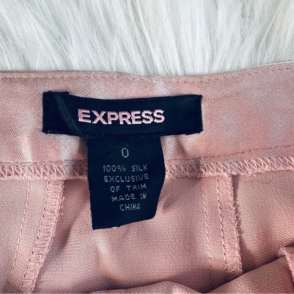 Express Y2K Champagne Dusty Rose 100% Silk Fit and Flare Retro Skirt, 0 - Picture 5 of 7